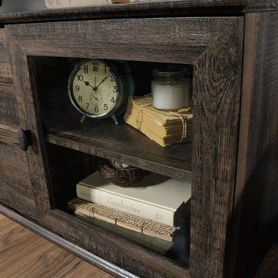 Canal Street Industrial Wood And Metal TV Stand For TVs Up To 65" Carbon Oak - Sauder 4 Canal Street Industrial Wood And Metal TV Stand For TVs Up To 65" Carbon Oak - Sauder - Image 2