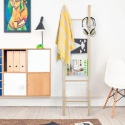 Blanket Storage Decorative Ladder Natural Maple - Flora Home -Living Room Furniture GUEST dc512902 7a8c 44c8 8fdc 66be47a6f583