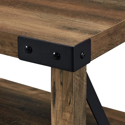 Sophie Rustic Farmhouse X Frame Glass Doors TV Stand For TVs Up To 80" Rustic Oak - Saracina Home 6 Sophie Rustic Farmhouse X Frame Glass Doors TV Stand For TVs Up To 80" Rustic Oak - Saracina Home - Image 4