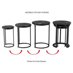 Hastings Home End Tables With Faux Marble Top And Black Metal Base Nesting Tables, Black, Set Of 3 -Living Room Furniture GUEST e7551654 5ab3 4232 9502 5cf76709e306