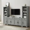 3pc Tara Entertainment Set With Open Shelving Distressed Gray - Crosley