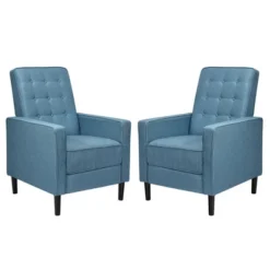 Costway Set Of 2 Push Back Recliner Chair Fabric Tufted Single Sofa W/ Footrest -Living Room Furniture GUEST ecf9687e 1cb3 4aa8 b04b c897dee4e6a6