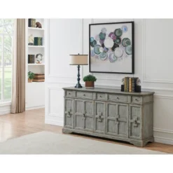 Brett Antique Inspired 4 Door 4 Drawer Storage Credenza/Sideboard Weathered Gray - Treasure Trove -Living Room Furniture GUEST ed1b16a5 ac77 4826 ada0 5db4f62c9005