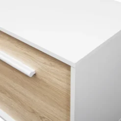 Modern 2 Door TV Stand For TVs Up To 65" Solid White/Coastal Oak/White - Saracina Home -Living Room Furniture GUEST ed7d2c12 7f7a 43d6 b2cb fbf13fff1b93