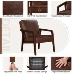 Yaheetech Modern Faux Leather Upholstered Accent Chair Armchair -Living Room Furniture GUEST f5778950 f191 4026 941e e83917cfa091