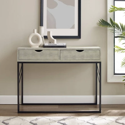 Faux Shagreen Modern 2 Drawer Entry Table - Saracina Home 3 Faux Shagreen Modern 2 Drawer Entry Table - Saracina Home